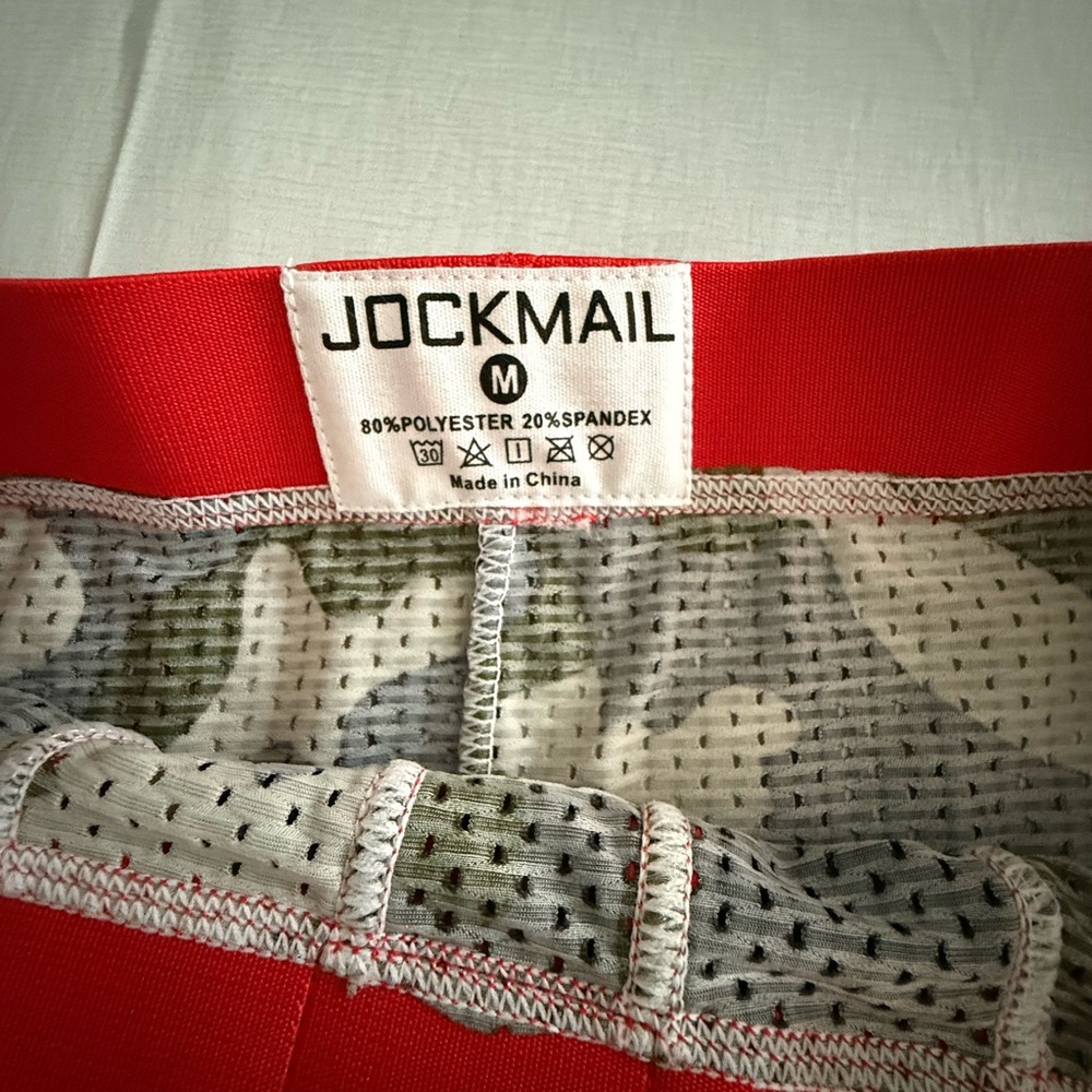 JM Jockmail Men’s Camo Mesh Boxer Briefs with Red Trim - Picture 5 of 6
